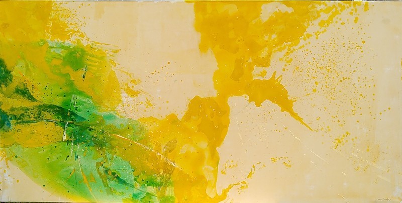 Huile sur toile - Panneau 3 - Pentaptyque Abstrait Air - Guy Lanchais Huile sur toile - Panneau 3 - Pentaptyque Abstrait Air - Guy Lanchais
