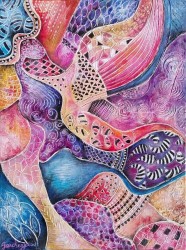 Monstre marin - Acrylique Pouring sur toile - (60x80cm) - Anne-Sophie Garchery