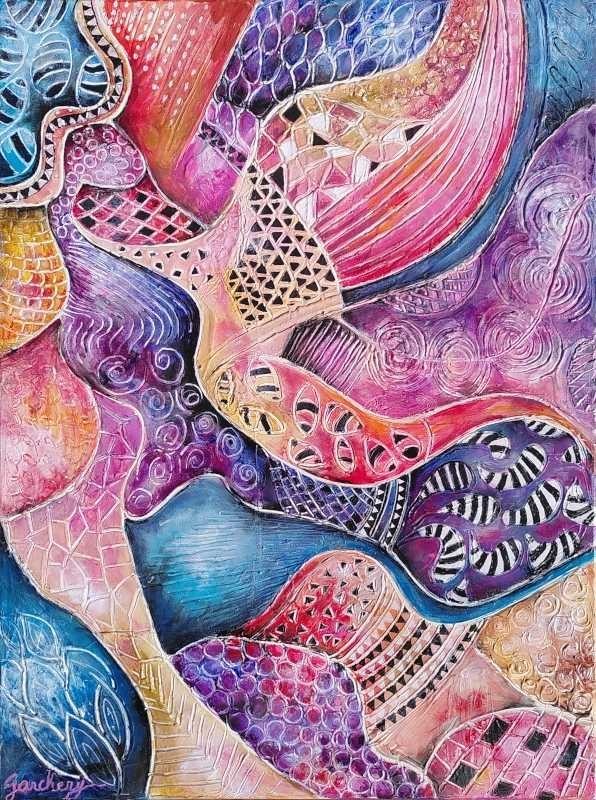 Monstre marin, Acrylique sur toile de l'artiste peintre Anne-Sophie Garchery